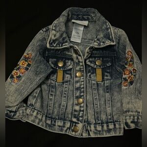 Denim Jacket with Floral Embroidery
